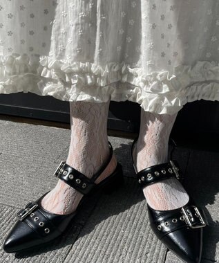 WEGO ハトメベルトポインテッドシューズ ブラック