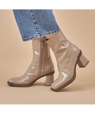 MODE ET JACOMO <carino>【レイン対応】スクエアトゥブロックヒールブーツ