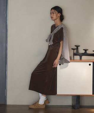 CRAFT STANDARD BOUTIQUE ベロアハーフスリーブワンピース Brown