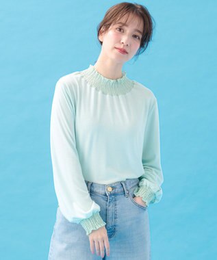 ANY 【洗濯機可】シャーリングデザインプルオーバー サックス