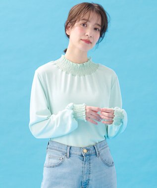 ANY 【洗濯機可】シャーリングデザインプルオーバー サックス