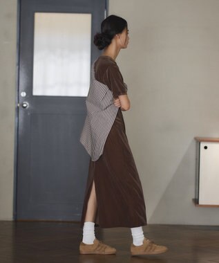 CRAFT STANDARD BOUTIQUE ベロアハーフスリーブワンピース Brown