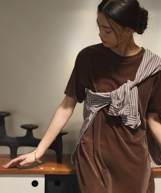 CRAFT STANDARD BOUTIQUE ベロアハーフスリーブワンピース Brown