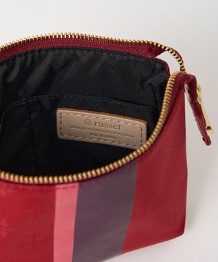 russet ラインプリントポーチ S(Z-227) Red
