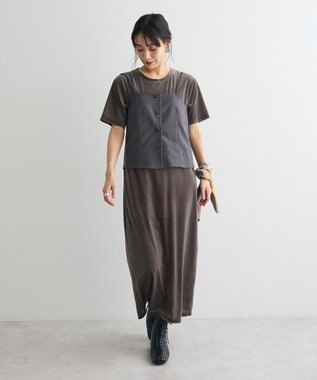 CRAFT STANDARD BOUTIQUE ベロアハーフスリーブワンピース Brown