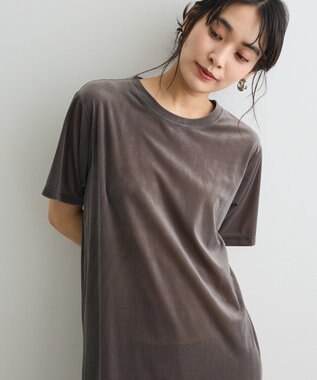 CRAFT STANDARD BOUTIQUE ベロアハーフスリーブワンピース Dark Gray Mixture
