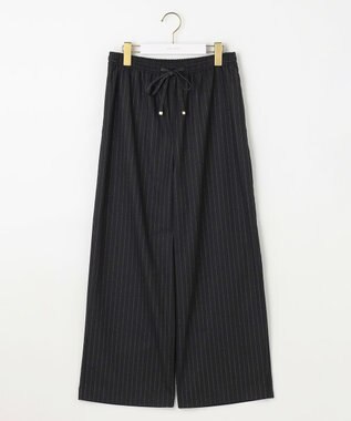 ANY SIS 【洗える】ラメキライージードロスト パンツ ブラックストライプ