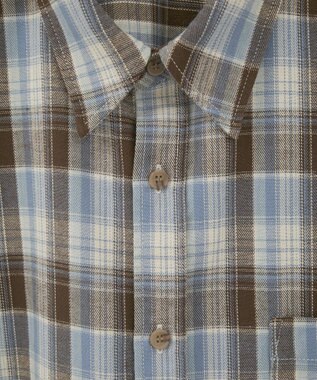 AMERICAN HOLIC フリンジヘム起毛チェックシャツ Check Blue