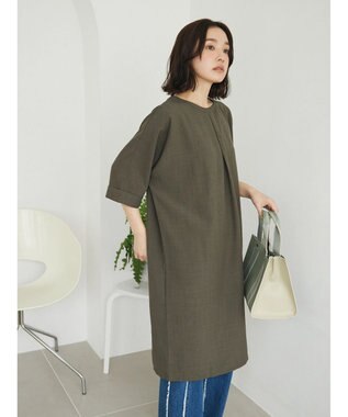 Green Parks 前後２ｗａｙミディ丈タックワンピース Khaki