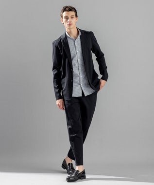 JOSEPH HOMME トライジャガードストレッチ ウイングカラー半袖シャツ ライトグレー系