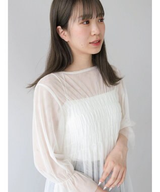 Green Parks チュールシャーリングチュニック Ecru