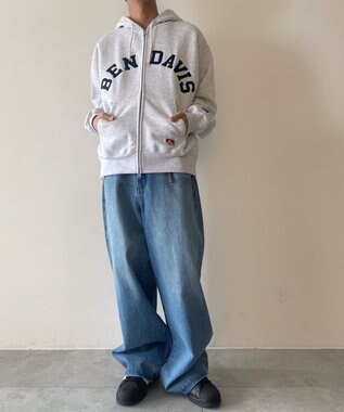 WEGO BENDAVISアーチロゴZIPパーカー アッシュグレー