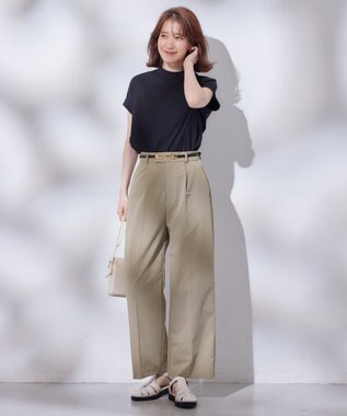 ANY L 【吸水速乾/イージーケア/ストレッチ/ウエストゴム/洗濯機可能】ドライチノタックパンツ ライトモカ