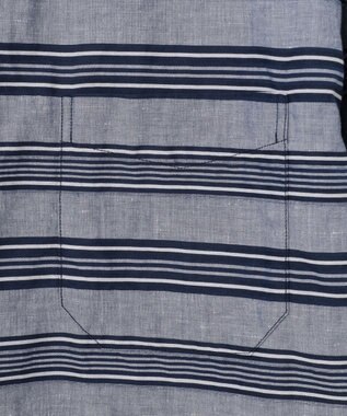 JOSEPH ABBOUD MOUNTAIN 【SPACE／UNISEX】七分袖 ランダムボーダー シャツ ネイビー系2