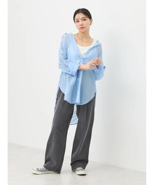 earth music&ecology ＢＩＧシアーシャツ Blue