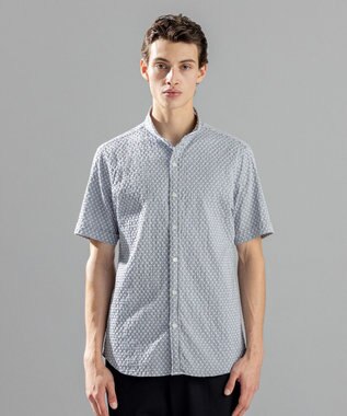 JOSEPH HOMME トライジャガードストレッチ ウイングカラー半袖シャツ ライトグレー系