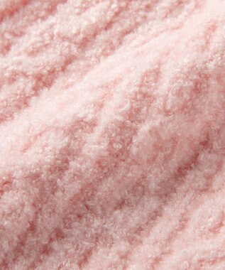 MIKI HOUSE HOT BISCUITS ぼん天付きケーブル編みモールニット帽子 ピンク