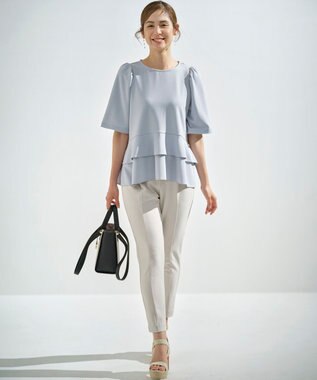 組曲 【接触冷感・吸湿冷感・UVカット】スタイルアップジャージー パンツ サンドベージュ系