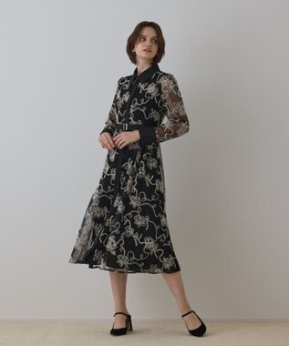 GRACE CONTINENTAL チュールコードレースワンピース ブラック