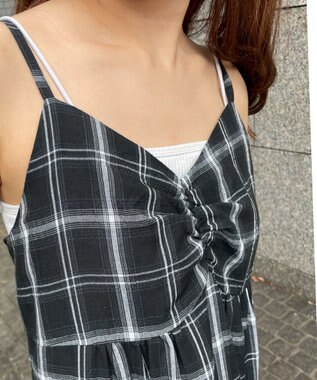 WEGO チェックイレヘムキャミワンピース ブラックチェック1