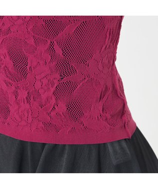 Chacott 【ノーソーイングニット】シアーレースボートネックトップ ガーネット