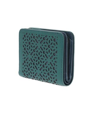 genten ダイヤカットワーク　二つ折り財布 ブルーグリーン