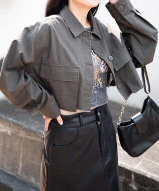 WEGO ミリタリーショートシャツ オリーブ