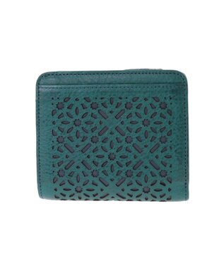 genten ダイヤカットワーク　二つ折り財布 ブルーグリーン