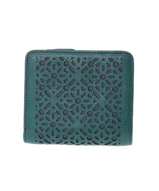 genten ダイヤカットワーク　二つ折り財布 ブルーグリーン