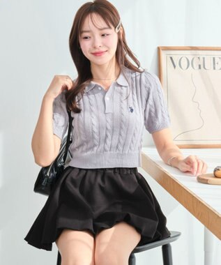 WEGO 別注USPOLO　ケーブルニットポロ グレー