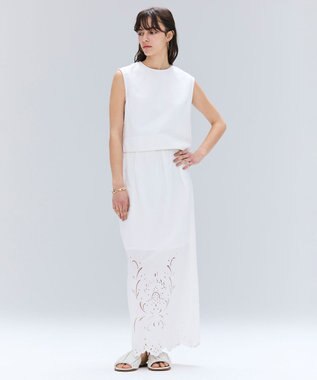 BEIGE， 【洗える・Oggi ８月号掲載】NAVIGLIO / ショート丈ノースリーブデニムブラウス White