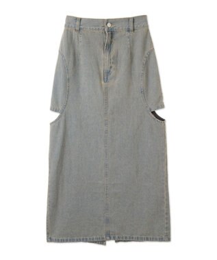 WEGO サークルカットレイヤードデニムロングスカート デニム中濃加工色