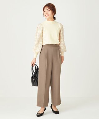 ANY SIS 【美人百花11月号掲載】パール調ポイントツイル パンツ モカ