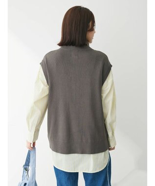 Green Parks ＺＩＰ付きリブニットベスト Gray