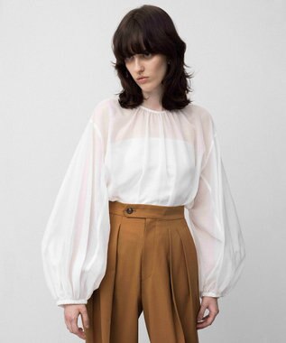NAVE 【Nave】ブライトシアーボイル ギャザーブラウス ホワイト系