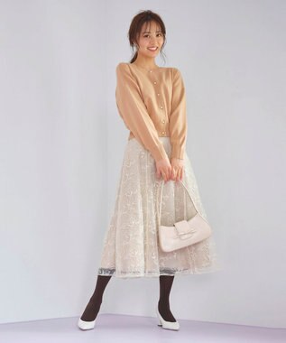 Feroux 【洗える】2WAY パールボタン カーディガン ベージュ系