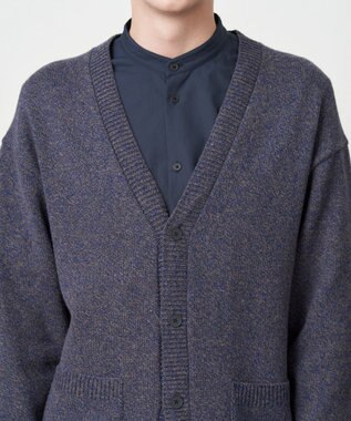 ATON WOOL MOULINE | オーバーサイズカーディガン - UNISEX NAVY