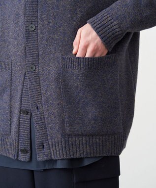 ATON WOOL MOULINE | オーバーサイズカーディガン - UNISEX NAVY