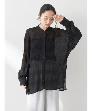 earth music&ecology クシュクシュシアーシャツ Black