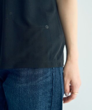 YECCA VECCA クルーネック5分袖シアートップス Black