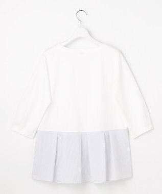 J.PRESS LADIES L レイヤードフレア カットソー ホワイト×ストライプ系