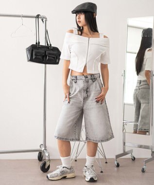 WEGO オフショルWジップトップス ホワイト