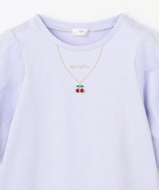 ANY KIDS チュール袖 七分Tシャツ ラベンダー