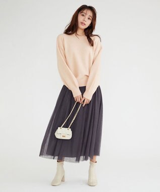 Feroux 【洗える】クルーネックニット プルオーバー ピンク系