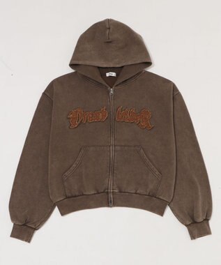 WEGO 【ユニセックス着用ITEM/MLサイズ展開】ショートグラフィックZIPパーカー ブラウン