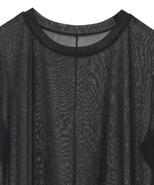 YECCA VECCA クルーネック5分袖シアートップス Black