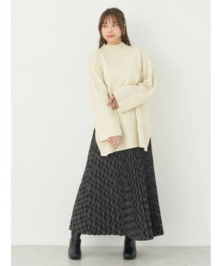 earth music&ecology アンチピリングリブハイネックチュニック Ivory