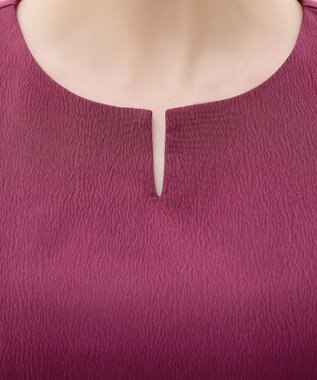 Tiaclasse 【選べる着丈・新色追加】ギャザーランタンスリーブワンピース 膝丈プラム