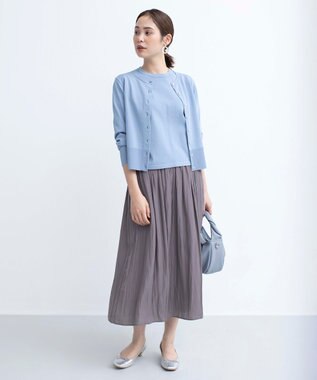 組曲 【UVケア・接触冷感】MINA 6分袖ニットプルオーバー サックス系