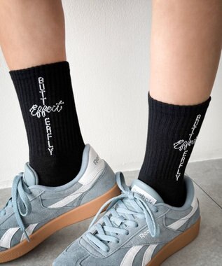 WEGO クロスロゴデザインソックス ブラック